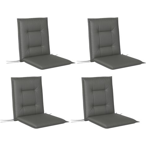 4er-Set Sitzkissen, 108 x 50 x 5 cm, Stuhlkissen mit Bändern, für den Innen- und Außenbereich, hellgrau