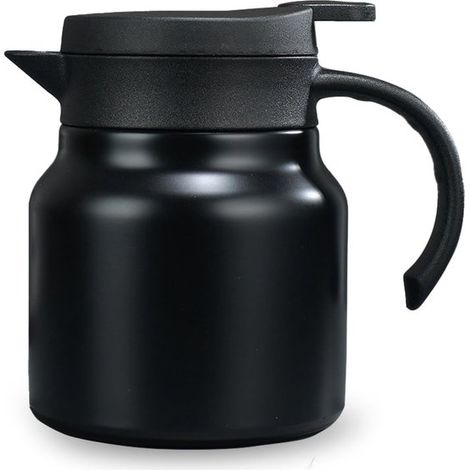 Théière isotherme 800 ml en acier inoxydable, double paroi, avec filtre, maintien au chaud jusqu'à 12 h, pour voyage et camping, noir (1/5)