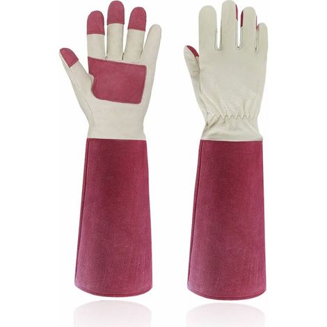 Rose Pruning Gardening Gloves for Men and Women, Long Anti-Thorn Pigskin Gloves - Breathable and Durable (Size L) (1/5)