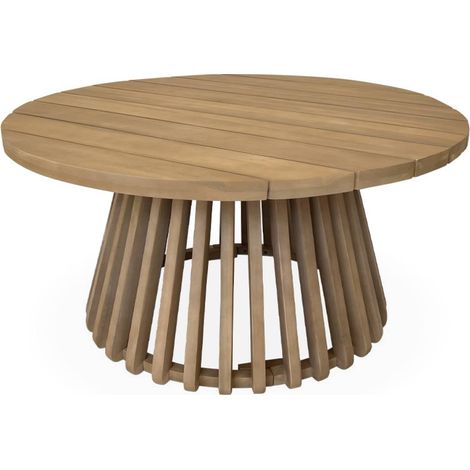 sweeek - Garten-Couchtisch aus Akazienholz Ø80cm (1/5)