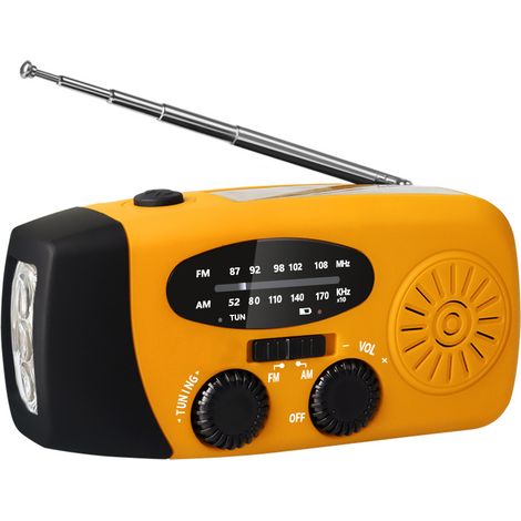Filiyano – lampe torche LED – Radio d'urgence AM/FM avec manivelle, autonomie complète, batterie 2000 MAH et lampe torche LED (orange) (1/3)