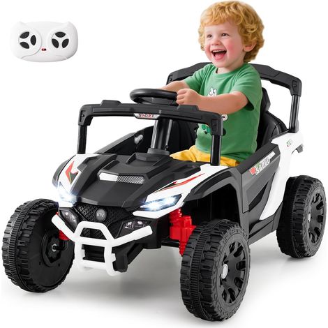 COSTWAY 12V Macchina Elettrcia per Bambini, UTV Auto Elettrica con Telecomando, 3 Velocità, Luci LED, Musica, Clacson e Sospensioni a Molla, 3-5 km/h, Ideale per Bambini 3 Anni+ (Bianco) (1/5)