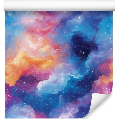 Aquarell-Galaxie-Tapete, blau, violettes Zentrum, 50 x 1000 cm (1/5)