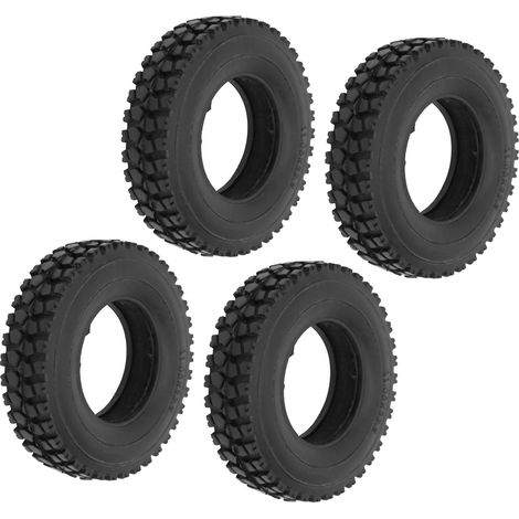 4 Pièces Pneus à Motif Pierre Concassée 20mm pour Camion Tracteur Tamiya 1/14 Voiture RC Noir (1/5)