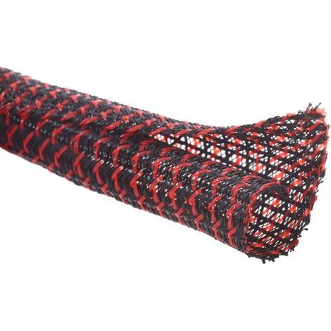 10mm-7.7m Gaine Câble Auto-Fermeture Manchon de Câble Cache Câble Range Câble Gestion des Câbles pour Ordinateur, Automobile - Noir Rouge (1/5)