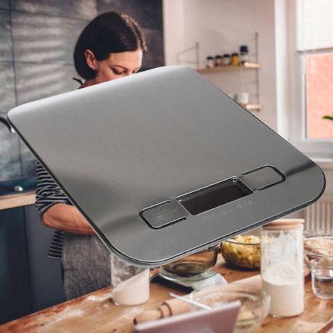 Digitale Küchenwaage aus Edelstahl – Präzisions-Küchenwaage – Metall – Batteriebetrieben – 5 g bis 5 kg – Silber (1/5)