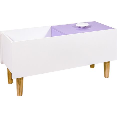 Coffre de Rangement pour Enfants Mobili Rebecca Aluna 37,5x80x35 cm MDF Pin Blanc Violet (1/5)