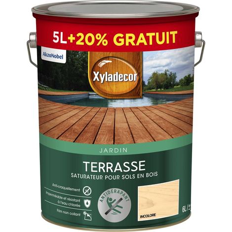 Saturateur pour sol exterieur en bois - Terrasses - aspect mat incolore 6 L (5 L + 1 L gratuit) - Xyladecor