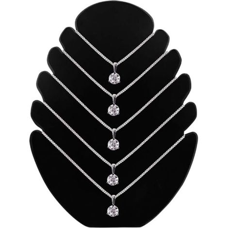 Présentoir à colliers en velours noir, support de présentation type flamme pour bijoux (1/5)