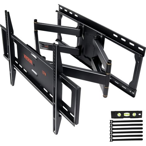 Support Mural TV pour Téléviseur Plat et Incurvé de 32 à 80 Pouces Jusqu'à 60kg, Support TV Mural Longue Portée 635mm, Support TV Coulissant à Double Bras pour le Centrage de la TV, Max VESA 600x400mm (1/5)