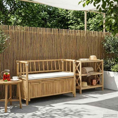 vidaXL Panca da Giardino con Contenitore 110 x 47 x 80 cm Bambù