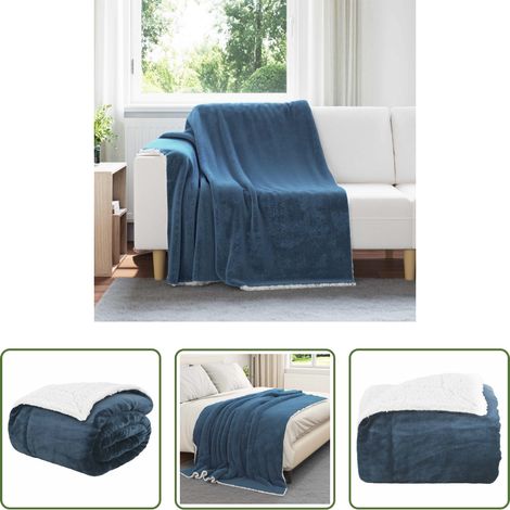 Confort - Jeté Bleu marine 150 x 200 cm Toison (1/5)