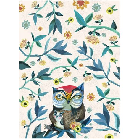 Torchon en coton décoré The Owl and Owlet par Allen (1/2)