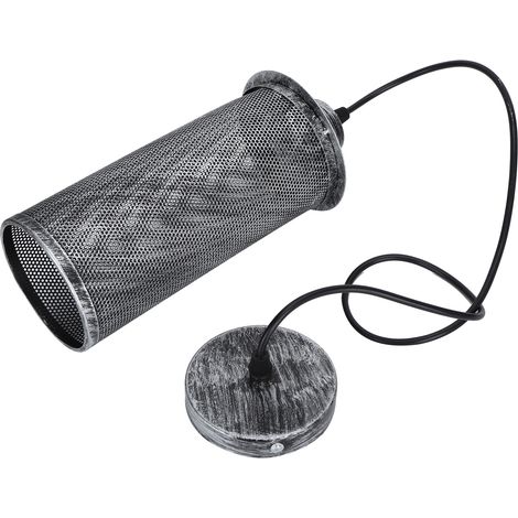 Abat-jour industriel en maille, douille E27, en fer forgé, pour suspension de bar ou café, AC85-265VR, argent rétro (1/5)