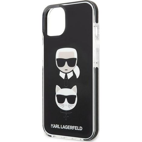 Funda rígida Karl Lagerfeld KLHCP13MTPE2TK para iPhone 13/14/15 de 6,1 pulgadas, color negro/negro, de Karl&Choupette Head. (1/5)