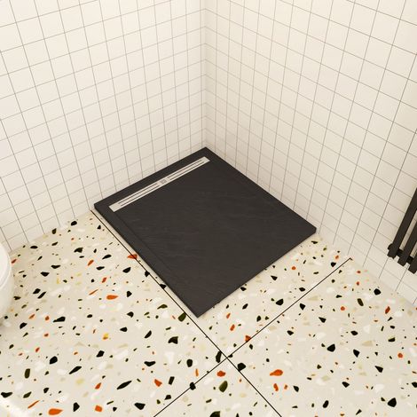 Océan Receveur de douche à poser L.100 x l.80cm antidérapant noir anthracite (1/5)