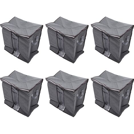 6 große, graue Vliestaschen für Decken, Steppdecken und Bettlaken (1/5)