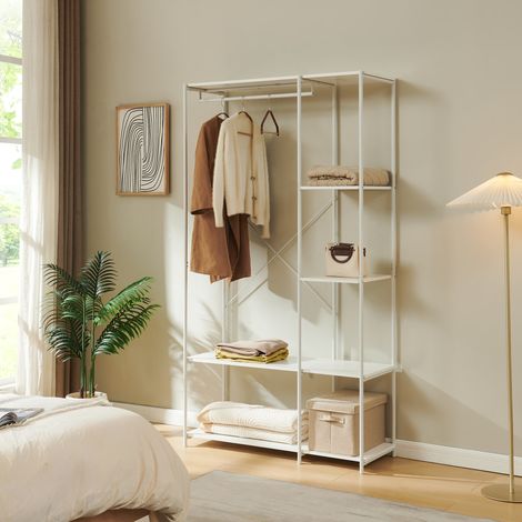 Portant à vêtements Verdfjorg avec 5 compartiments 200 x 110 x 40 cm blanc [en.casa] (1/5)