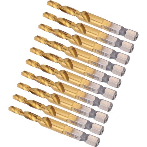 10 forets taraudeurs HSS 6,1 à queue carrée hexagonale, revêtement titane, composite M5, outils à main (1/5)