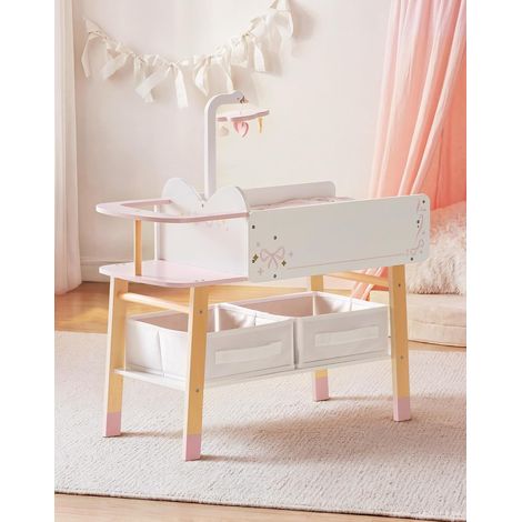 Table à langer en bois pour poupées, table à langer pour poupées avec tiroir de rangement, lit d'enfant, lavabo, chaise haute, linge de lit, meubles pour poupées de moins de 18 pouces, série (1/5)