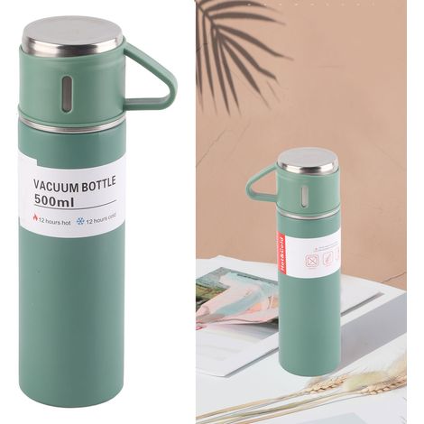 Großes Fassungsvermögen, tragbare, isolierte Edelstahl-Wasserflasche, Outdoor-Autozubehör, Geschenk-Wasserflasche, tragbare Wasserflasche aus Edelstahl 316, grün. (1/5)