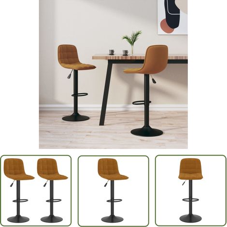 The Living Store Tabourets de bar lot de 2 marron velours - Tabouret De Bar - Chaise De Bar - Tabourets De Bar - Meubles De Cuisine - Mobilier Moderne (1/5)