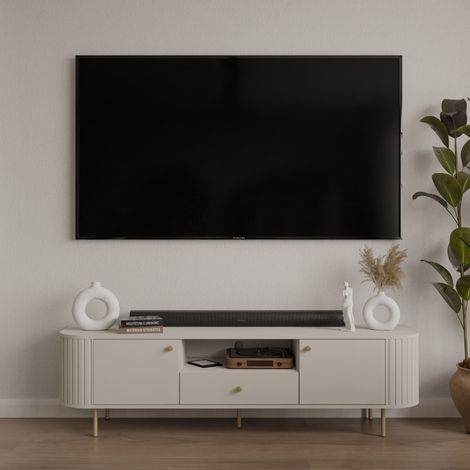 Meuble tv beige et doré 180cm LILIO (1/5)