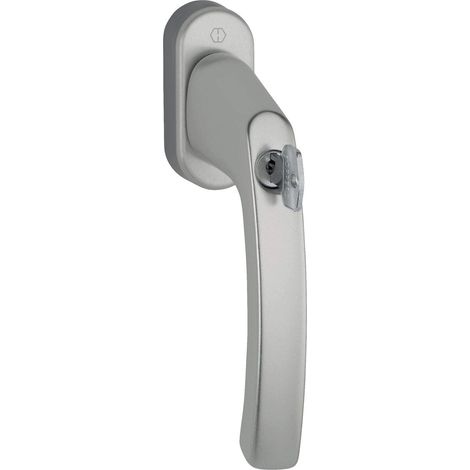 HOPPE 11780411 Maniglia per Finestra LIÈGE – Serratura a Cilindro con Bottone a Pressione, 7 x 40, Effetto Acciaio Inox, Color02, 35 N·m