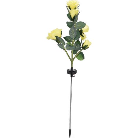 Lampes solaires en forme de fleur, jaunes, étanches, contrôle intelligent de la lumière, alimentées par panneau solaire