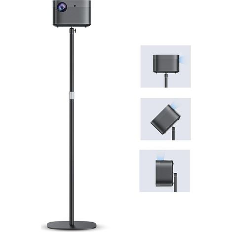 Support de Projecteur en Alliage d’aluminium, Hauteur réglable de 90à 135cm avec Rotation d'angle à 360°, Peu encombrant, Supporte jusqu'à 5 kg, Compatible avec Projecteur, Appareils Photo et Plus En (1/4)