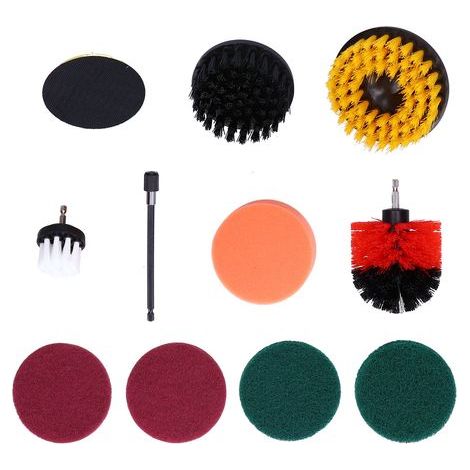 11 Pièces Accessoire de Brosse de Forage, Outil de Nettoyage de Mur de Tampon de Polissage D'épurateur de Puissance pour Les éviers de Carrelage Brique Céramique Marbre Sol Dépoussiérage (1/5)