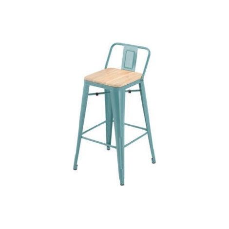 Sgabello Oxford avvitato, azzurro, acacia Centrale Brico