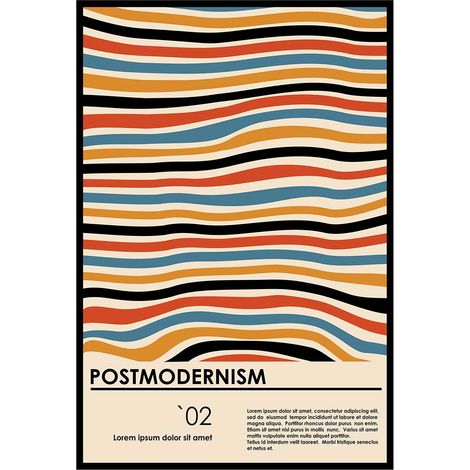 Affiche encadrée abstraite vagues rétro multicolores (1/5)