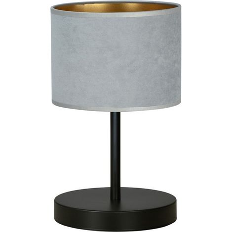 Lampada da Tavolo Hilde, Acciaio verniciato a polvere, Tessuto, Nero, Grigio, 20x34x18 cm (1/5)