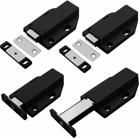 LaBlanc - Push-to-Open-Magnetriegel, magnetisches Druckschloss, Tür, 4 Stück, Push-Open-Schranktürdämpfer für Schrankschubladensystem, Schwarz