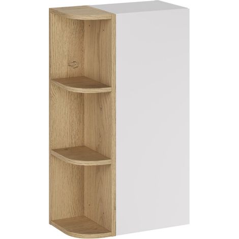 Meuble colonne de salle de bain suspendu ASTER blanc 50 x 80 cm avec extension d’angle ouverte (1/5)