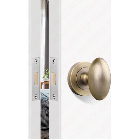 Ensemble de poignée de porte coulissante invisible en alliage de zinc noir (bronze ovale) avec serrure mécanique sans clé, verrou de porte invisible. (1/5)