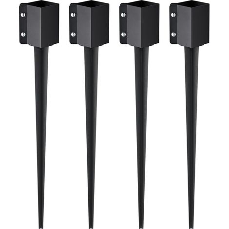 VEVOR Piquet deancrage de poteau de cloture, 4 pcs, support de poteau en metal avec revetement en poudre noir, exterieur 914 x 113 x 113 mm (interieur 89 x 89 mm) pour boite aux lettres et terrasse