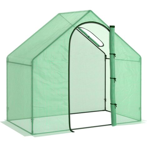 Invernadero de jardín para tomates 180 x 100 x 168 cm con ventana y puerta, acero y PVC (1/5)