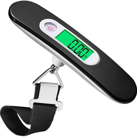 CREA Pese Bagage Electronique Balance Portable Pese Bagages Numérique Max 50Kg/110Lb (LB,g,Oz,kg) Balance électronique/Fonction Tare/Voyage/Shopping/Poste/Usage Domestique/Extérieur (1/3)