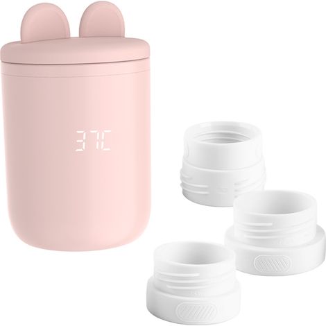 Chauffe-biberon portable sans fil, 4 niveaux de température réglables, résistant à l'eau, veilleuse et adaptateurs 39 mm/50 mm/56 mm pour les voyages et les activités de plein air. (1/2)