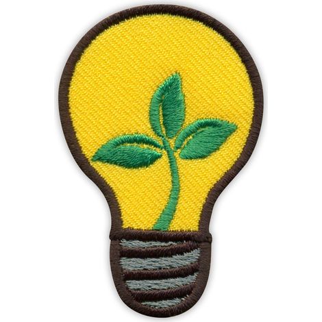 Patchion Umweltfreundliche Glühbirne – Grünes Licht – Selbstklebende Rückseite – Gestickter Aufnäher/Abzeichen/Emblem