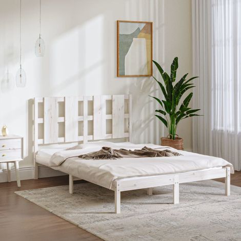 Bed Frame without Mattress White 120x190 cm Small Double Solid Wood vidaXL (1/5)