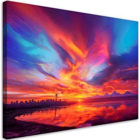 Tableau sur toile Tableau sur toile Ciel abstrait au-dessus d'une ville 100x70 (1/5)