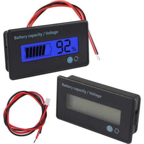 Compteur de Batterie CC 12V 24V 36V 48V 60V 72V 84V, Moniteur de Voltmètre, Indicateur de Tension de Capacité de Batterie Plomb-Acide et Indicateur,Bleu (1/5)