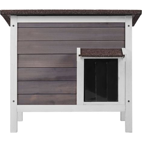 Nichoir extérieur pour chats, abri en bois isolé avec toit ouvrant et volets PVC, pour plusieurs chats ou lapins, 61x51x53 cm. (1/5)