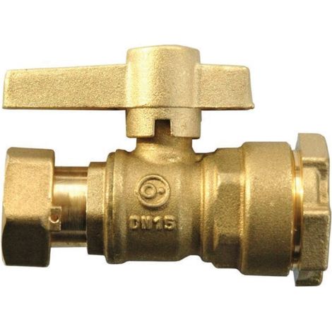 Sferaco – Robinet de compteur droit laiton sans plomb 4MS à écrou tournant – Raccord DECA – Boisseau sphérique pour réseaux d'adduction d'eau