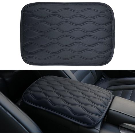 Armlehnenpolster für die Mittelkonsole, universeller wasserdichter Armlehnenbezug, Autoinnenausstattung, Armlehnenschutzbezug aus Leder für die meisten Fahrzeuge, SUVs und LKWs (schwarz)