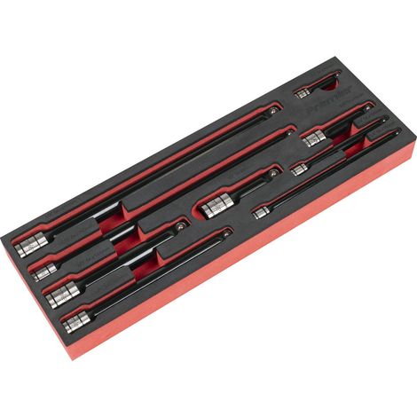 Sealey AK7693 Premier Black Wobble/Rigid Extension Bar Set 1/4"", 3/8"" & 1/2""Sq Drive 9pc - Premier Black (1/3)