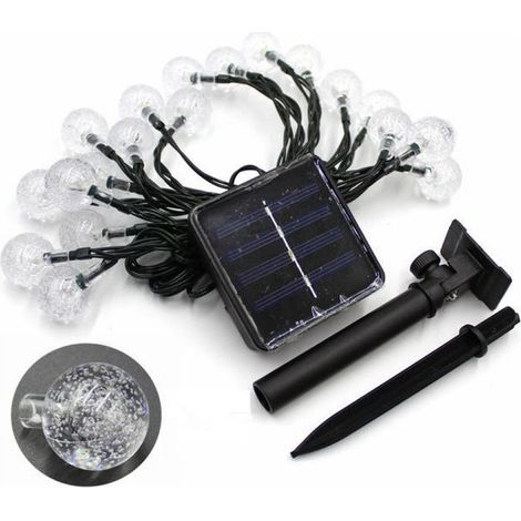 Guirlande lumineuse solaire d'extérieur (blanc chaud) à bulles, 30 LED, 8 modes d'éclairage, idéale pour le jardin, la terrasse, Noël et les fêtes. (1/5)